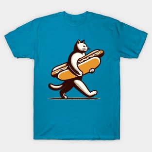 Cat with a large hotdog T-Shirt